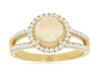 1.35CT DIAMOND & AAA OPAL 14KT YELLOW GOLD 3D CLASSIC ROUND HALO ENGAGEMENT RING