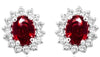 1.10CT DIAMOND & AAA RUBY 14KT WHITE GOLD 3D OVAL & ROUND FLOWER STUD EARRINGS
