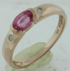 .54CT DIAMOND & AAA PINK SAPPHIRE 14KT ROSE GOLD 3D OVAL & ROUND FRIENDSHIP RING