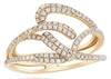 ESTATE WIDE .44CT DIAMOND 14K YELLOW GOLD CLASSIC MULTI ROW CRISS CROSS FUN RING