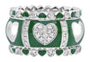 LARGE 1.14CT DIAMOND & GREEN ENAMEL 18KT WHITE GOLD MULTI HEART ANNIVERSARY RING