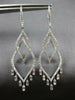 LARGE 1.2CT DIAMOND 14K WHITE GOLD ROUND & BAGUETTE DOUBLE LEAF HANGING EARRINGS