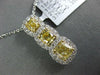 ESTATE 1.68CT WHITE & FANCY YELLOW DIAMOND 18KT 2 TONE GOLD HALO 3 STONE PENDANT