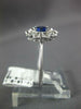 ANTIQUE .52CT DIAMOND & AAA SAPPHIRE 18K WHITE GOLD OVAL & ROUND FLOWER FUN RING