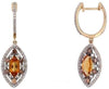 1.91CT WHITE & CHOCOLATE FANCY DIAMOND & AAA CITRNE 14KT YELLOW GOLD 3D EARRINGS
