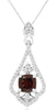 1.49CT DIAMOND & AAA GARNET CUSHION & ROUND 14KT WHITE GOLD FUN FLOATING PENDANT