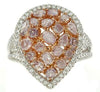 LARGE 2.74CT WHITE & PINK DIAMOND 18KT WHITE ROSE GOLD CLUSTER ANNIVERSARY RING