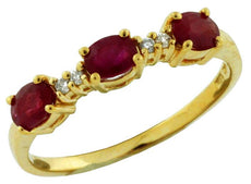 .66CT DIAMOND & AAA RUBY 14KT YELLOW GOLD OVAL & ROUND PAST PRESENT FUTURE RING