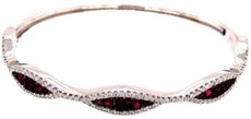 2.02CT DIAMOND & AAA RUBY 18KT WHITE GOLD 3D LEAF MARQUISE CUFF BANGLE BRACELET