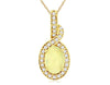 .62CT DIAMOND & AAA OPAL 14KT YELLOW GOLD OVAL & ROUND CRISS CROSS LOVE PENDANT