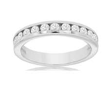 .50CT DIAMOND 14KT WHITE GOLD 3D CHANNEL SEMI ETERNITY WEDDING ANNIVERSARY RING