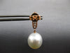 ESTATE LARGE .45CT DIAMOND & AAA SOUTH SEA PEARL 18KT ROSE GOLD 3D BAR HANGING EARRINGS