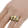 ESTATE LARGE 18KT YELLOW GOLD & 925 SILVER HANDCRAFTED MULTI ROW DOME SHAPE RING