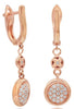 .32CT DIAMOND 18K ROSE GOLD 3D ROUND PAVE CIRCULAR ETOILE LEVERBACK FUN EARRINGS