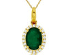 1.24CT DIAMOND & AAA EMERALD 14KT YELLOW GOLD OVAL & ROUND HALO FLOATING PENDANT