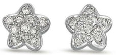 ESTATE .24CT DIAMOND 14KT WHITE GOLD 3D CLASSIC PVAE STAR STUD EARRINGS