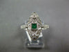 ESTATE .26CT DIAMOND & AAA EMERALD 18KT WHITE GOLD OPEN FILIGREE STAR FUN RING