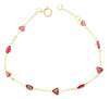 2.1CT AAA RUBELLITE 14K YELLOW GOLD 3D TRILLION & OVAL BY THEY YARD FUN BRACELET