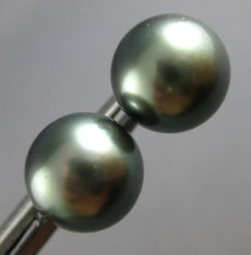 ESTATE LARGE AAA TAHITIAN PEARL 14KT WHITE GOLD 3D CLASSIC 9.5MM STUD EARRINGS