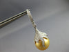 ESTATE LARGE .65CT DIAMOND & AAA GOLDEN SOUTH SEA PEARL 18K WHITE GOLD HANGING EARRINGS