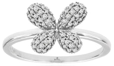 ESTATE .20CT DIAMOND 14KT WHITE GOLD 3D CLASSIC ROUND BUTTERFLY LOVE RING