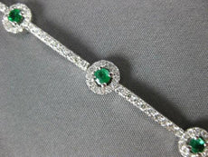 2.38CT DIAMOND & AAA EMERALD 14K WHITE GOLD 3D ROUND HALO FLOWER TENNIS BRACELET