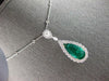 CERTIFIED LARGE 11.68CT DIAMOND & AAA COLUMBIAN EMERALD 18KT WHITE GOLD PENDANT
