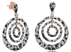 5.38CT MULTI COLOR DIAMOND 14KT ROSE GOLD 3D MULTI CIRCULAR FUN HANGING EARRINGS