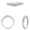 .13CT DIAMOND 14KT WHITE GOLD 3D ROUND FILIGREE V SHAPE WEDDING ANNIVERSARY RING