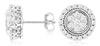 ESTATE 1CT DIAMOND 14KT WHITE GOLD 3D ROUND FLOWER HALO FILIGREE STUD EARRINGS