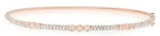 1.41CT DIAMOND 14KT ROSE GOLD 3D PAST PRESENT FUTURE BY THE YARD BANGLE BRACELET