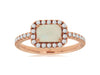 1.03CT DIAMOND & AAA OPAL 14KT ROSE GOLD 3D CUSHION & ROUND SQUARE HALO FUN RING