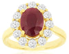3.30CT DIAMOND & AAA RUBY 14KT YELLOW GOLD 3D OVAL & ROUND PRINCESS DIANA RING