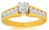 1.21CT DIAMOND 14KT YELLOW GOLD 3D ROUND CLASSIC PRONG & CHANNEL ENGAGEMENT RING