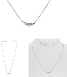 .16CT DIAMOND 14KT YELLOW GOLD ROUND DOUBLE BAR CRISS CROSS ADJUSTABLE NECKLACE