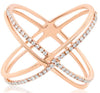 .30CT DIAMOND 14K ROSE GOLD 3D CLASSIC DOUBLE ROW CRISS CROSS INFINITY LOVE RING