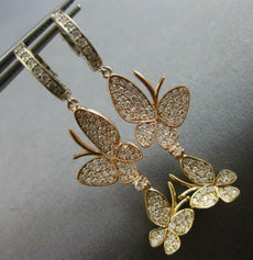 LARGE .80CT DIAMOND 14KT TRI COLOR GOLD DOUBLE BUTTERFLY HUGGIE EARRINGS #27680