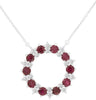 1.72CT DIAMOND & AAA RUBY 14KT WHITE GOLD CLASSIC CIRCLE OF LIFE LOVE NECKLACE