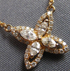 .35CT DIAMOND 18KT ROSE GOLD 3D ROUND & MARQUISE FLOWER BUTTERFLY LOVE NECKLACE
