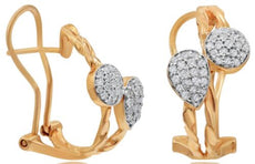 .40CT DIAMOND 14KT ROSE GOLD 3D CIRCULAR TEAR DROP ROPE DESIGN CLIP ON EARRINGS