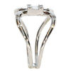 .23CT DIAMOND 18KT WHITE GOLD ROUND & BAGUETTE CLUSTER ETOILE LOVE KNOT FUN RING