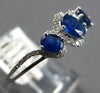.96CT DIAMOND & AAA SAPPHIRE 14KT WHITE GOLD 3D 3 STONE OVAL & ROUND LOVE RING