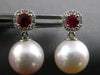 .58CT DIAMOND & AAA RUBY & SOUTH SEA PEARL 14KT WHITE GOLD 3D HANGING EARRINGS