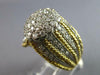 ANTIQUE LARGE 1.35CT DIAMOND 18K 2 TONE GOLD MULTI ROW FLOWER CLUSTER RING 27553
