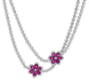 LARGE 29.39CT DIAMOND & AAA RUBY 18K WHITE GOLD 3D DOUBLE STRAND TENNIS NECKLACE