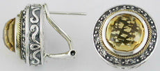LARGE 8.80CT AAA CITRINE & WHITE TOPAZ 14K YELLOW GOLD & SILVER CLIP ON EARRINGS