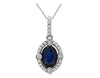 1.14CT DIAMOND & AAA SAPPHIRE 14KT WHITE GOLD OVAL & ROUND FUN FLOATING PENDANT
