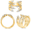 LARGE 1.07CT DIAMOND 14KT YELLOW GOLD 3D PEAR SHAPE & ROUND MULTI ROW FUN RING
