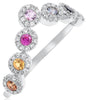 .71CT DIAMOND & AAA MULTI COLOR SAPPHIRE 14KT WHITE GOLD MULTI FLOWER CROWN RING