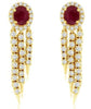 2.41CT DIAMOND & AAA RUBY 14KT YELLOW GOLD 3D OVAL CHANDELIER HANGING EARRINGS